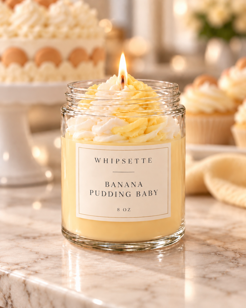 Banana Pudding Baby Whipped Candle – 8 oz