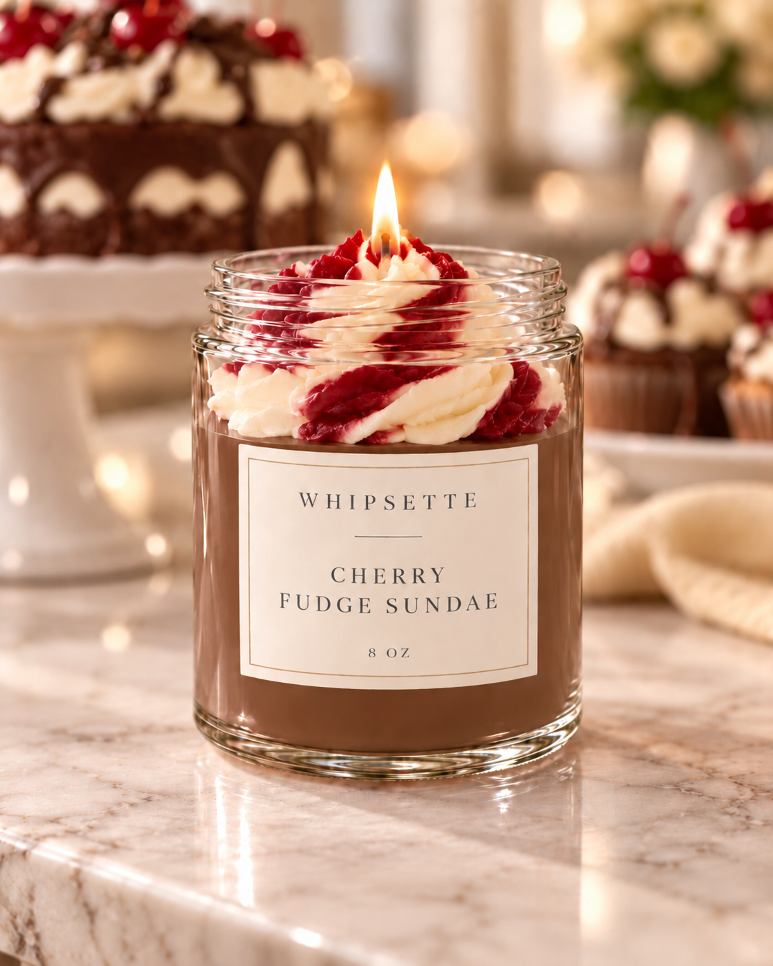 Cherry Fudge Sundae Whipped Candle – 8 oz