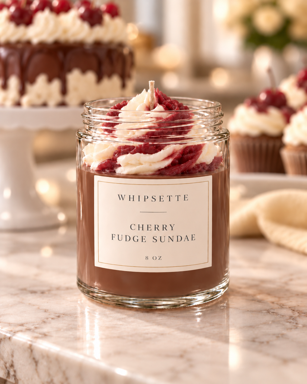 Cherry Fudge Sundae Whipped Candle – 8 oz